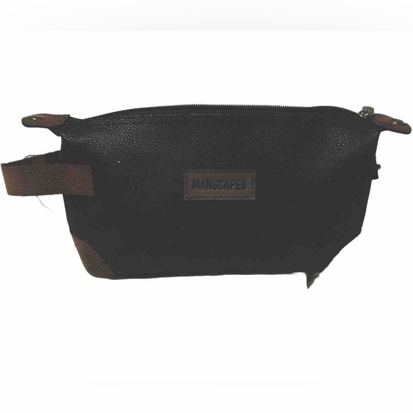 MANSCAPED THE SHED Toiletry Travel Bag Lightweight Black Brown Vegan Leather - Picture 2 of 11